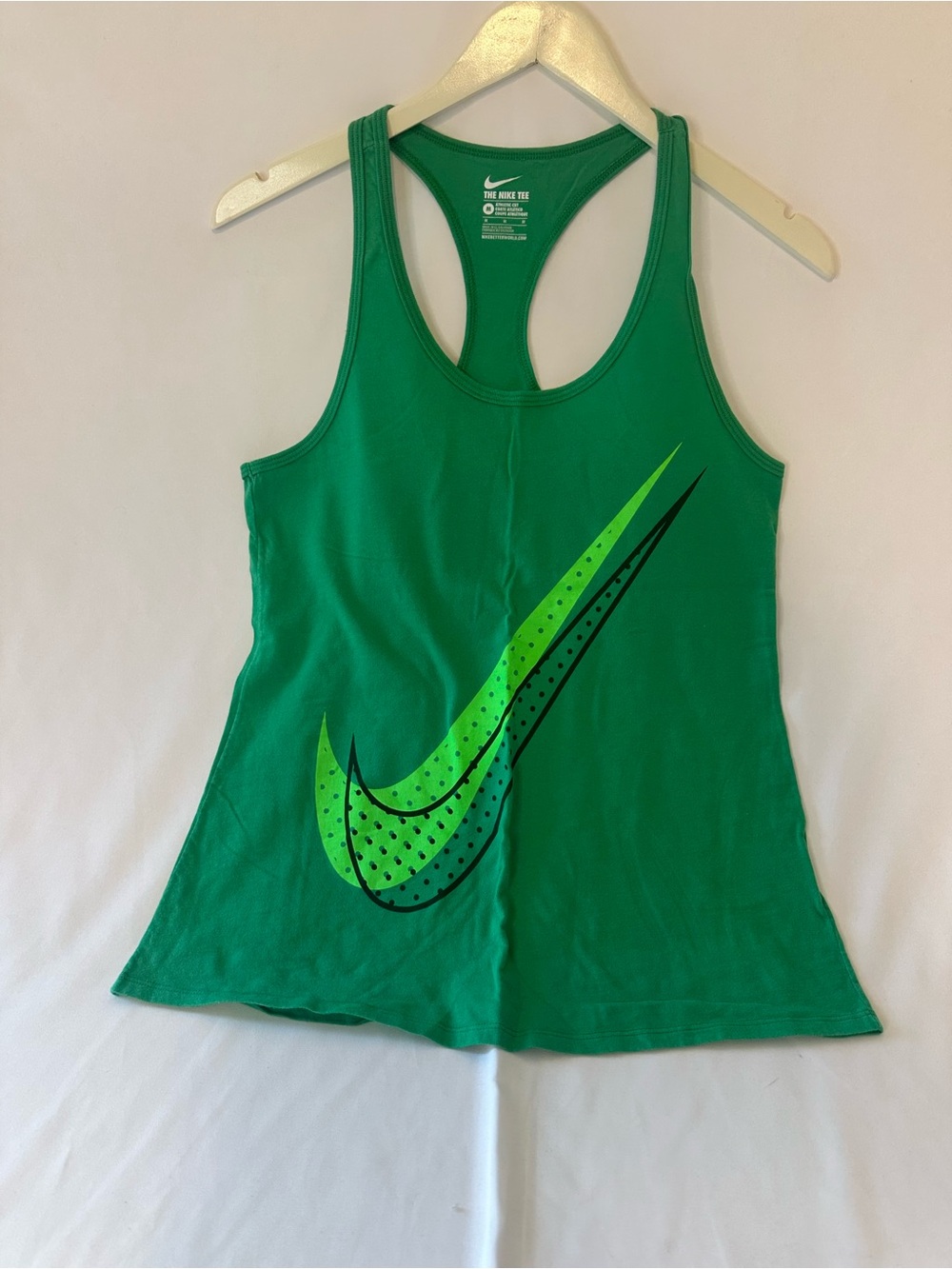 Nike Green Racerback Tank with Lime Swoosh Graphic